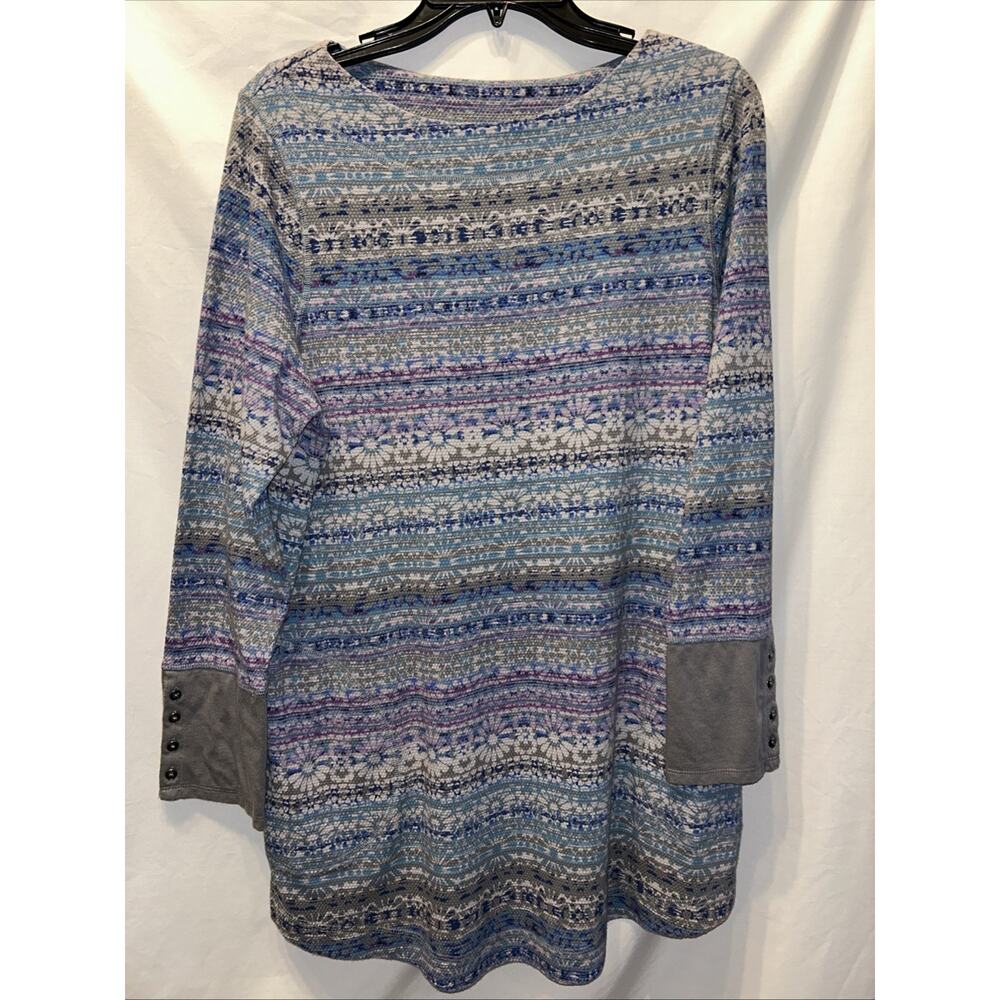 J. Jill Womens 1x Pastel Woven Pullover Cotton Waffle Floral Boho Beach